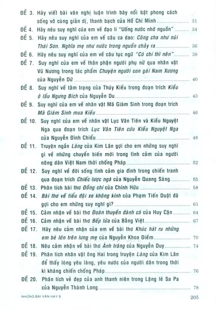 NHỮNG BÀI VĂN HAY LỚP 9 (Biên soạn theo chương trình GDPT mới)